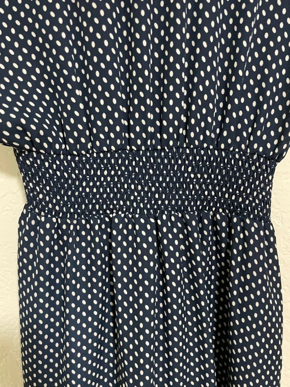 Max Studio Navy and White Polka Dot Midi Dress - Picture 8 of 9